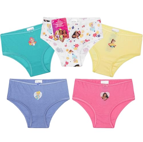 Get Trend Disney Princess Girls Underwear Cotton Briefs 5 Pack Comfortable Panties Girls Kids Premium Underwear Pack (5-6 Years, Multi Disney Princess 5 Pack)