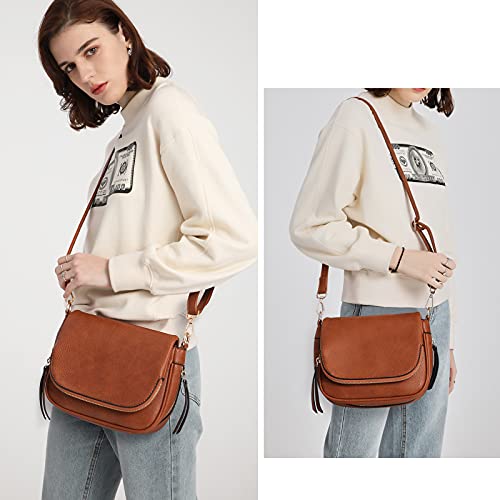 Crossbody Bags for Women Small Pu Leather Over the Shoulder Purses and Flap Cross Body Handbags with Multi Pockets3
