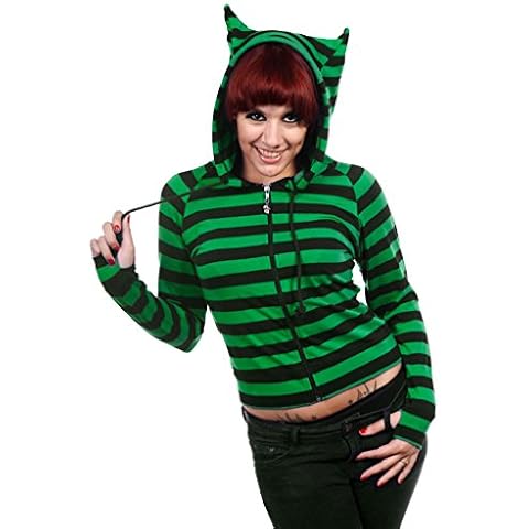 Banned Cat Ears Striped Hoodie - Black/Purple/UK 14 / US 10 / EU 40 Cover