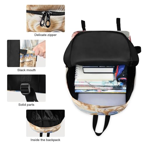 Backpack Lunch Box Set Large Capacity Travel Backpacks and Insulated Lunch Bag for Commute Hiking Picnic Rabbit on Beach Print3