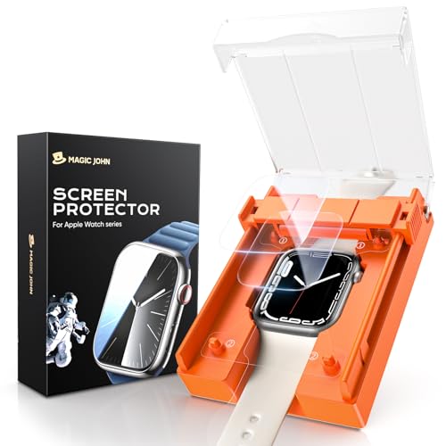 MAGIC JOHN 2 Pack for Apple Watch Series 9/8/7 45MM Screen Protector, [Automatic Align Tech] Self-Healing Flexible EPU Film for iWatch Series 9/8/7, HD Transparent, Anti Scratch, Bubble Free