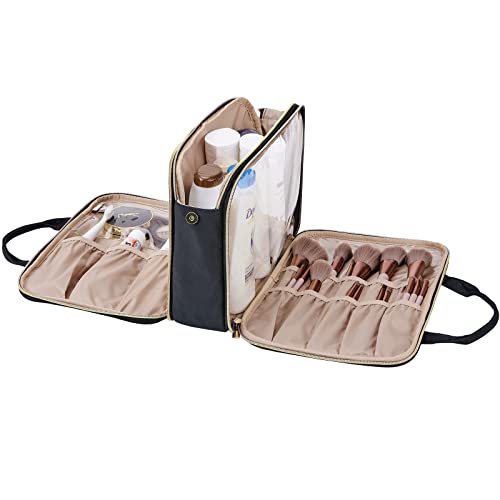 Nishel Travel Toiletry Bag, Portable Makeup Organizer, Stand Up Cosmetic Bag, Travel Cosmetic Case For Travel Sized Toiletries, Black #TOP2