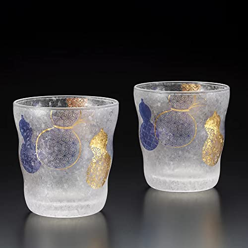 Kikyouya Cold Sake Cup Japanese Sake Glass Cup Premium Glass Made In Japan Traditional Pattern Handmade Drinkware Delicate Gift Box (Six Gourd) #TOP25