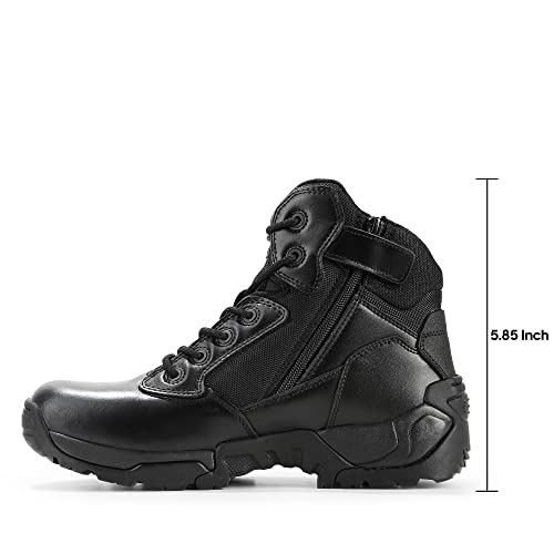 Nortiv 8 Mens Military Tactical Work Boots Side Zipper Lightweight 6 Inches Hiking Motorcycle Combat Boots Size 14 M Us Alloy, Black-A #TOP2
