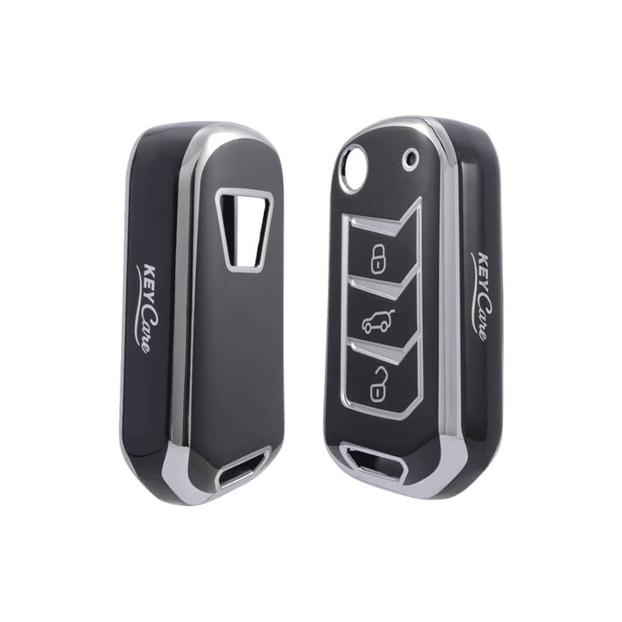 Image of Keyzone Pack of 2 TPU Car Key Cover Compatible for: Scorpio-N, TUV 300 Plus, XUV 300, XUV700, Marazzo, Bolero 2020, Scorpio, Thar Flip Key (Gold Black and Silver Black)