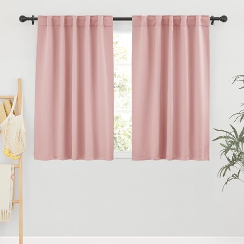 Image of RYB HOME Small Window Curtains Blackout, Privacy Thermal Insulating Drapes for Girls Bedroom Bathroom Basement Cafe Classroom Window Decor, W 34 x L 45 inches, Peach Blush, 2 Panels