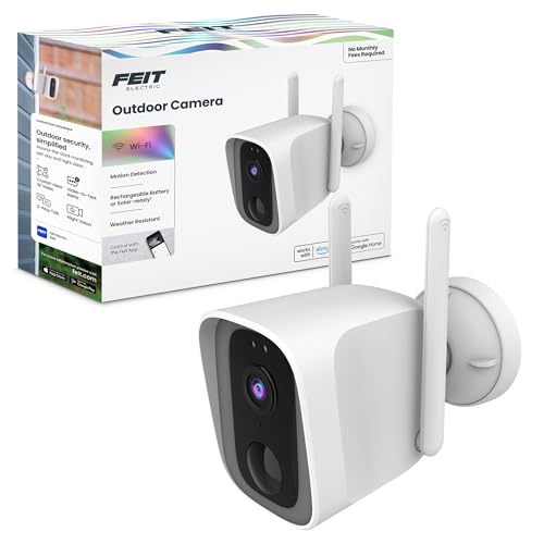 Feit Electric Outdoor Wireless Security Camera, 1080p HD, Motion Detection Alerts, Night Vision up to 30ft, Battery Powered, SD Card Storage, 2.4GHz WiFi, Mount with Magnetic Bracket