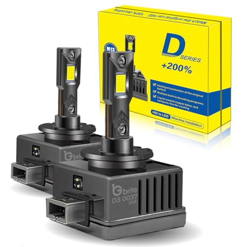 GBrite - 2x M13X D3S LED HEADLIGHT BULBS UPGRADE FOR FACTORY XENON HEADLAMPS 9000LM, 6000K PURE WHITE CANBUS ERROR FREE