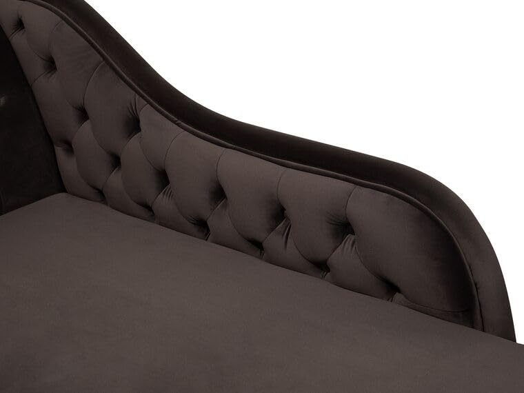 Image of Velvet Modern Chesterfield Chaise Lounge Couch 166 X 63 X 76 for Your Loving Space (Brown, Left Arm)