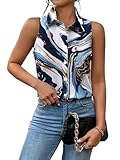 Zeagoo Women Sleeveless Button Down Shirts Casual Loose Blouse Cotton V Neck Collared Shirts