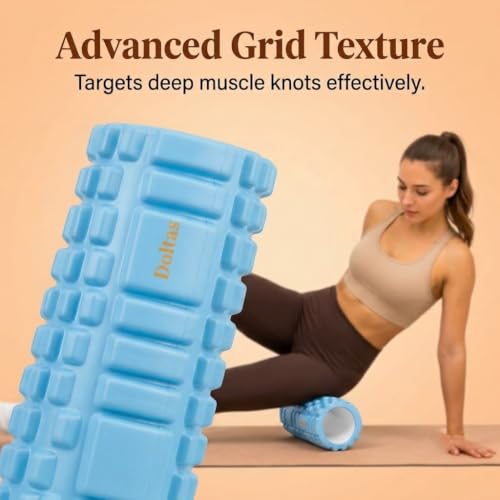 Image of DOLTAS Foam Roller for Back Pain Relief | High Density Deep Tissue Massage Roller for Muscle Recovery, Exercise & Stretching | Body Pain Relief Roller for Gym, Home Workout, Yoga & Physiotherapy | Blue