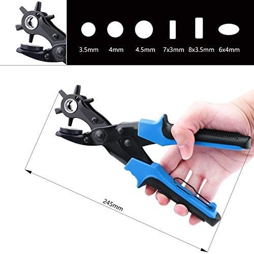 BONROB Leather Hole Punch Tool for Belts, with Ruler, Screwdriver, Punch Plate and Awl Tool, Hole Puncher for Fabric, Saddle, Paper BO003
