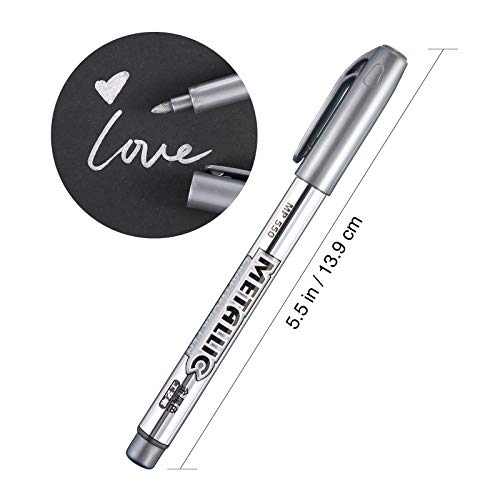 4 Pieces Metallic Marker Pens, Metallic Paint Pen Markers Suitable For Cards Writing Signature Lettering Metallic Painting Pens (Silver) #TOP1
