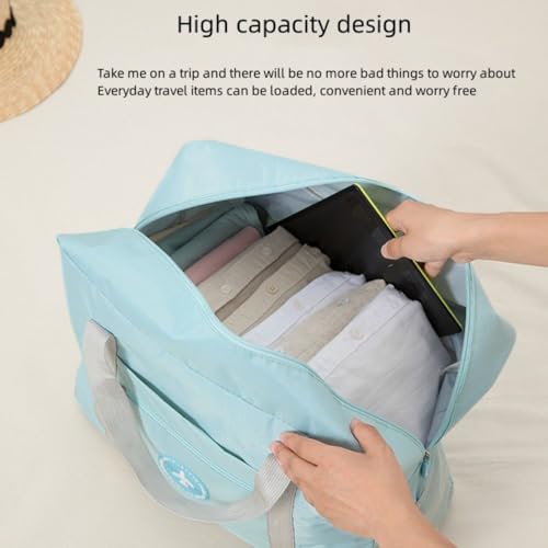 Image of CAVALO - Be Unique Travel Bags for Luggage Spacious with Pockets Foldable Weekender Zipper Duffle Bag, Stylish Handbag Carry on Trolley Bag Waterproof (44 x 18 x 35 cm) (Sky Blue)