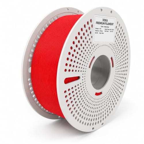 Image of 3IDEA PLA Matte 3D Printer Filament 1.75mm, Red, 1KG with Reusable Spool, Dimensional Accuracy ±0.02mm, Premium Matte Finish, Smooth & Consistent Printing