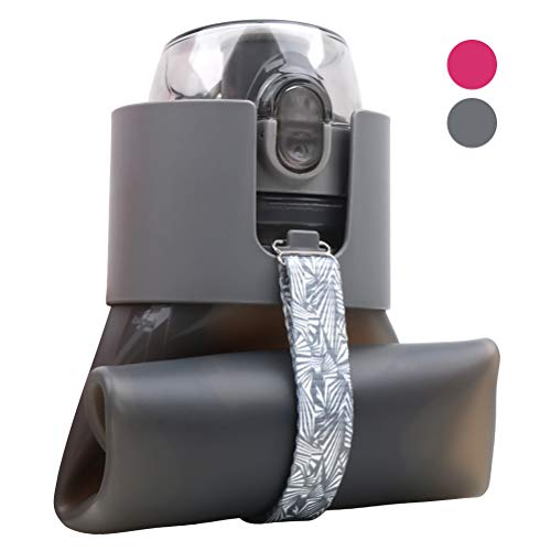 Alimat PluS Botella de Agua Plegable de 650 ml, sin BPA, de Silicona, Plegable, para Viajes, Gimnasio, Acampada, Senderismo, portátil, a Prueba de Fugas, para Deportes, cantimplora de 22 onzas, Gris