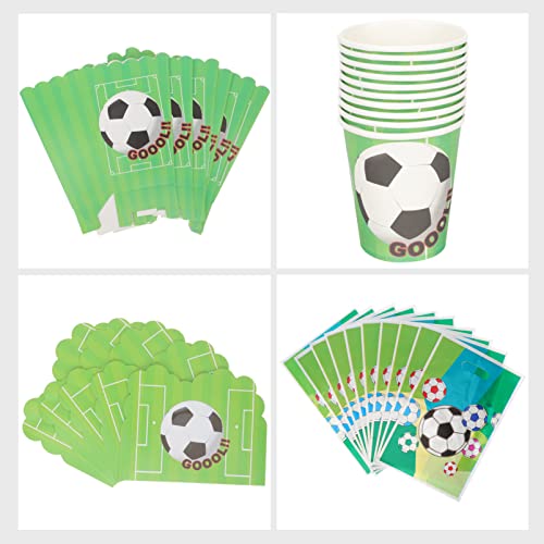 Inoomp Kids Dinnerware Set 1 Set Soccer Party Supplies Disposable Soccer Birthday Party Decorations Dinnerware Set Include Paper Plates Cups Napkins Tablecloth Banner Soccer Birthday Party Supplies #TOP4