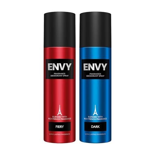 Image of ENVY Fiery Deo & Dark Deodorant For Men 140 ML Each, Pack of 2 | Long Lasting Deodorant Fragrance Scent