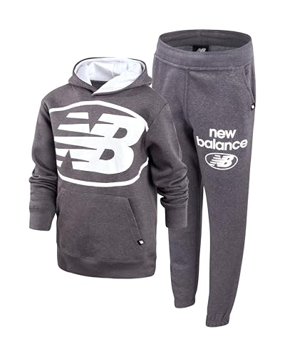 New Balance Boys' Sweatsuit Set - 2 Piece Fleece Pullover Hoodie Sweatshirt and Sweatpants (8-12)