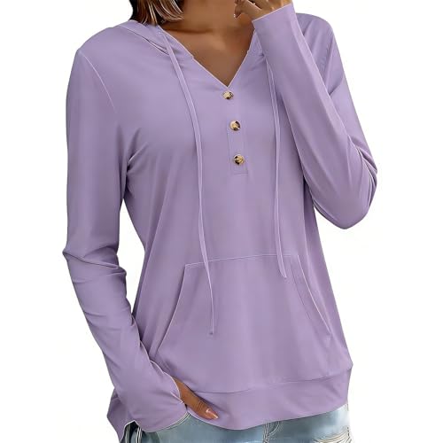 Women Sun Hoodie Shirt Long Sleeve Fishing Hiking Hooded UV Shirts Lightweight Quick Dry Outdoor Tops with Thumb Hole Purple