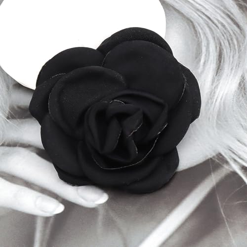 Image of Handmade Camellia Flower Boutonniere Stick Brooch for Women Bohemia Fabric Floral Lapel Pin Stylish Vintage Pin Corsage for Women Jewelry Gifts