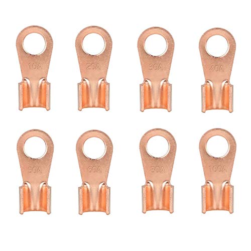 XiaochenElectrical Connector Plug Socket Kit 10PCS OT-10A 20A 30A 40A 50A 60A 80A 100A Copper Battery Cable Connector Terminal (Color : OT 40A)