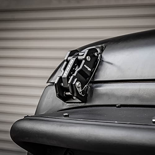 Hood Latches Aluminum Hood Catch Replacement for Jeep Wrangler JK/JKU 2007-2017, JL/JLU 2018+ & Jeep Gladiator 2020+ with painted, Patented Design (Black,1 Pair)