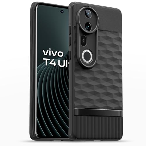 Image of Pikkme Back Cover for Vivo T4 Ultra 5G Camera Protection 3D Hexa Cube Design Silicone Protective Bumper Case (Black)