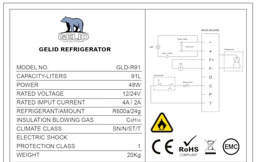 Ficha técnica GELID R91 Nevera 12V y 24V 91 Litros compresor Congelador camper Nevera autocaravana Para hogar camping viajes automovil barcos Frigorifico pequeño Bajo consumo Nevera silenciosa - Fernando Cortés