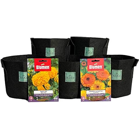 Kit de 5 macetas geotextiles KliKil para cultivo de plantas con semillas de Blumen Cover