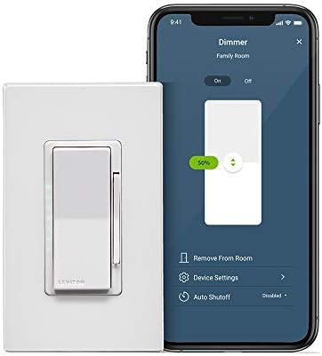Leviton Decora Smart Dimmer Switch, Wi-Fi 2nd Gen, Neutral Wire Required, Works with Matter, My Leviton, Alexa, Google Assistant, Apple Home/Siri & Wired or Wire-Free 3-Way, D26HD-2RW, White
