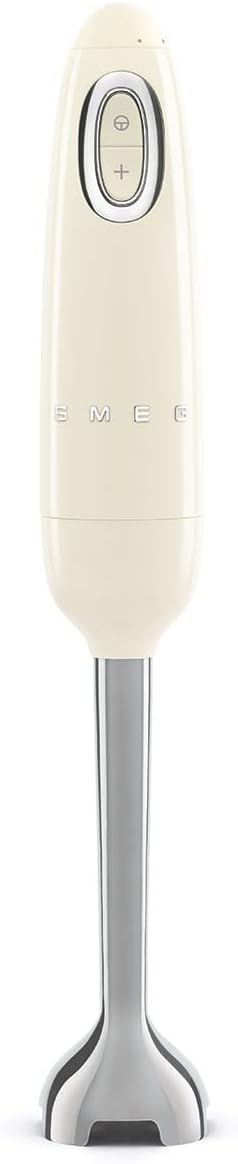 SMEG Hand Blender & Food Processor Bundle – HBF03 with HBFP11 Attachment – Retro Style, 350W Motor, Variable Speed, Tritan™ Renew Bowl, 5-in-1 Functionality, Cream
