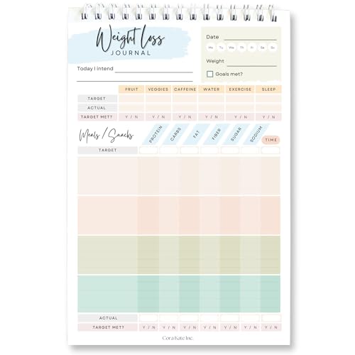 Food Journal for Women & Men – Daily Weight Loss Tracker, Fitness & Nutrition Planner, Diet Log Book for Tracking Meals, Calories, Workouts & Wellness Goals, 50 Double-Sided Pages, 5.5 x 8.5