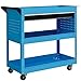 DURHAND Carrello Porta Attrezzi con Manico e Scheda Laterale, Cassetto e 3 Ripiani, Carrello Officina Porta Utensili con 4 Ruote(2 con Freno) in Lamiera di Acciaio per Garage, 82x35x76 cm, Blu