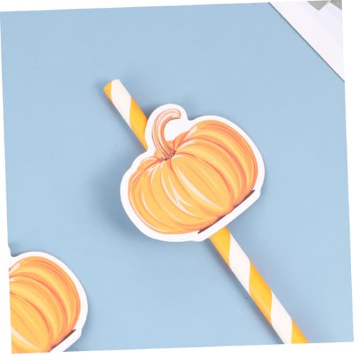 40 pitillos de papel naranja con calabaza biodegradable miniatura 5