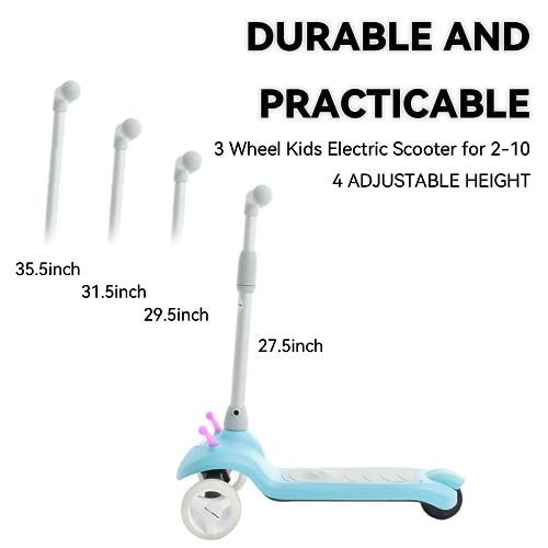 Scoothop Electric Scooter For Kids Age 2-10, 3 Wheel Electric Scooter For Kids Girls/Boys/Toddlers, Led Flashing Wheels, 4 Adjustable Height, Lean To Steer, Escooter For Kids, Ideal Gift For Kids #TOP2