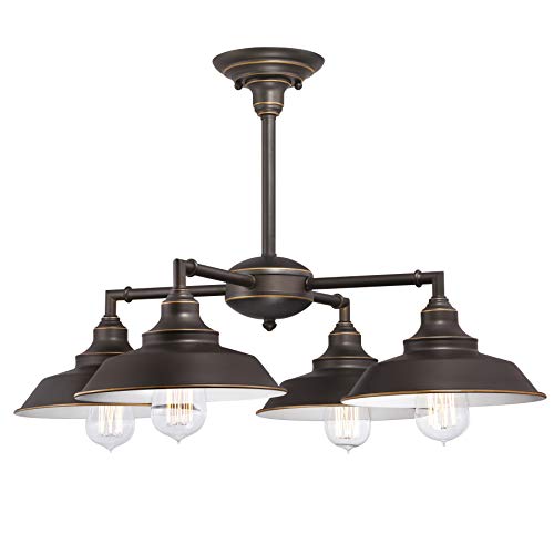 Westinghouse Lighting Bronce aceitado Westinghouse iluminación 63433 Lámpara de araña/de Techo para Interiores Iron Hill de Cuatro Brazos, Acabado Reflejos, 60 W