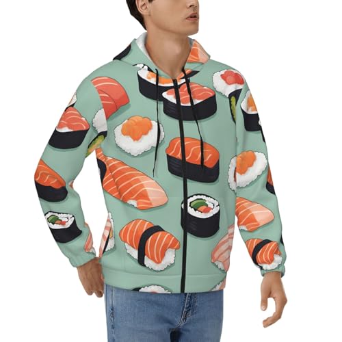 Sweat à capuche zippé homme imprimé sushi pour le week-end