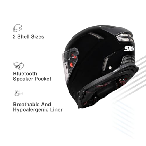 Image of SMK Agnar Solid ISI DOT & ECE 06 Certified Full Face Helmet with Pinlock 30 Antifog Visor (Black - XL)
