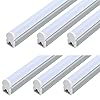 6 Pack T5 Integrated Single Fixture, 4FT 20W Linkable LED Shop Light Milky Cover,White Daylight 6500k 2200lm T5 Tube Lights for Garage Office Warehouse or Under Counter,Plug and Play