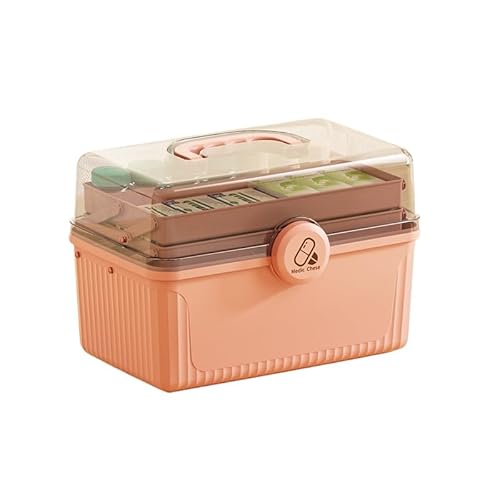 救急箱 薬箱 大容量 かわいい 3層折り畳み式 薬収納 薬入れ ばこ 工具箱 道具箱 裁縫箱 おもちゃ箱 釣具 収納ボックス 小物入れ おしゃれ 裁縫箱 薬箱 かわいい 収納箱 医療箱 救急ボックス 薬入れ (Large,ピンク)