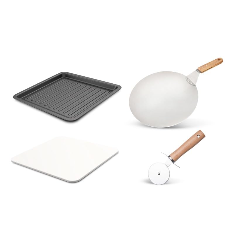 Kitchencook - Four à Pizza - 2000w - Jusqu'à 450°c - 12 Programmes - Plaque De Cuisson En émail, Pelle Et Coupe Pizza En Inox