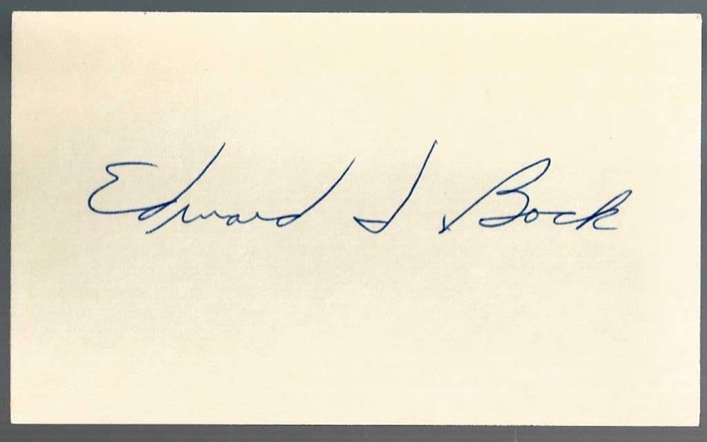 College Football HOF Edward Bock (d.04) Signed Auto Vintage 3x5 Index Card RARE