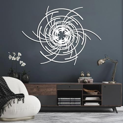 Art mural géométrique moderne en métal blanc LARNT, décoration murale ronde 57 x 76 cm