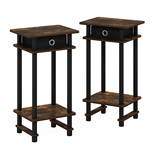 Furinno Turn-N-Tube Set of 2 Toolless 3-Tier Side Table, Amber Pine - image 6