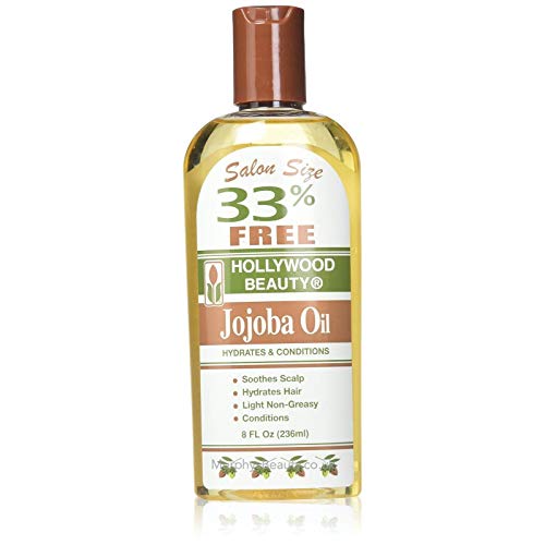 Hollywood Beauty Jojoba Hair Oil, 8oz Bottle, Light Non Greasy, Hydrates & Conditions Hair, Soothes scalp, Anti-Frizz fighter, Can be Used as a Hot Oil Treatment