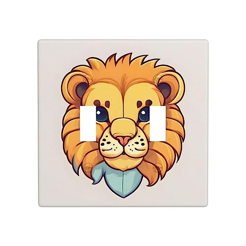 Cartoon cute little lion Durable Decorative Wall Plate Double Switch Cover - PC Material for Living Room, Kitchen, Bedroom