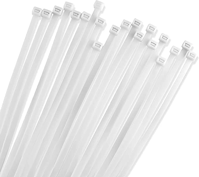 VIVALUXE 450mm Beyaz Kablo Bağı (100’lü Paket), Dayanıklı Naylon Plastik Kelepçe, Elektrik, Kablo ve Ev Kullanımı İçin, Geniş ve Uzun Zip Ties