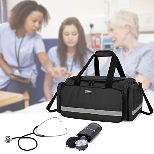 Trunab Sac de Premier Secours Vide Noir, Sac Secours Médical d'Urgence Professionnel Grande Capacité avec Planche Division Intérieur et Fond Antidérapant,Convient à Infirmière, Domicile, EMT, EMS – vue 6