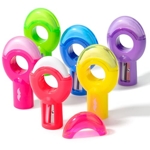 Mr. Pen- Pencil Sharpener & Eraser, 6 Pack, Colored Handheld Small Manual for Kids, Crayon, Mini